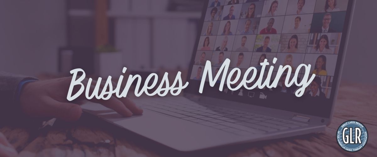 A computer screen showing an online meeting along with the text "Business Meeting."