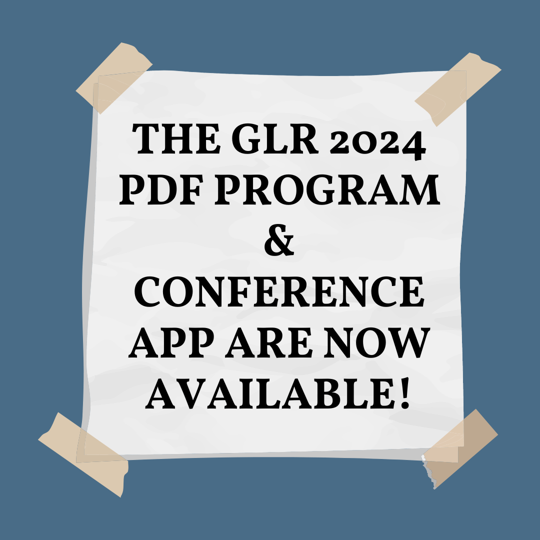 Image with text stating "The GLR 2024 PDF Program & Conference App are now available!"